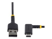 StarTech.com 6ft (2m) USB A to C Charging Cable Right Angle, Heavy Duty Fast Charge USB-C Cable, USB 2.0 A to Type-C, Durable and Rugged Aramid Fiber, 3A, S20/iPad/Pixel - High Quality USB Charging Cord (R2ACR-2M-USB-CABLE) - USB-kabel - USB (han) lige til 24 pin USB-C (han) højrevinklet - Thunderbolt 3 / USB 2.0 - 3 A - 2 m - USB Power Delivery (60W) - sort R2ACR-2M-USB-CABLE