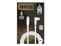 GRATEQ PRO - USB-kabel - 24 pin USB-C (han) til 24 pin USB-C (han) vinklet - 5 A - 2.25 m - USB Power Delivery (240 W) - hvid 86071GC
