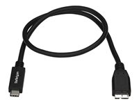 StarTech.com USB C to Micro USB Cable 0.5m - USB 3.1 Type C to Micro USB Type B Cable - Micro USB 3.1 to USB-C - Thunderbolt 3 Compatible (USB31CUB50CM) - USB-kabel - 24 pin USB-C (han) til Micro-USB Type B (han) - USB 3.1 Gen 2 - 50 cm - sort - for P/N: HB31C2A1CGS, HB31C2A2CB, HB31C3A1CS, HB31C3ASDMB, HB31C4AS, PEXUSB311AC3, PEXUSB321C USB31CUB50CM