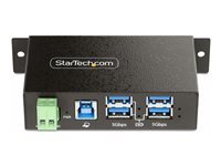 StarTech.com 4-Port Managed USB Hub with 4x USB-A, Heavy Duty with Metal Industrial Housing, ESD & Surge Protection, Wall/Desk/Din-Rail Mountable, USB 3.0/3.1/3.2 Gen 1 5Gbps - Hub - 3 x USB 3.2 Gen 2 + 1 x USB 3.2 Gen 1 - væg-monterbar, desktop, DIN monterbar på skinne - TAA-kompatibel 5G4AINDRM-USB-A-HUB