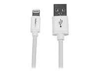 StarTech.com 2m (6ft) Long White Apple 8-pin Lightning Connector to USB Cable for iPhone / iPod / iPad - Charge and Sync Cable (USBLT2MW) - Lightning-kabel - Lightning han til USB han - 2 m - dobbelt afskærmet - hvid - for P/N: KITBXAVHDPEU, KITBXAVHDPNA, KITBXAVHDPUK, KITBXDOCKPEU, KITBXDOCKPUK, KITBZDOCK USBLT2MW