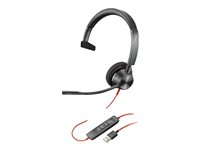 Poly Blackwire 3310 - Blackwire 3300 series - headset - på øret - kablet - USB-A - sort 767F7AA