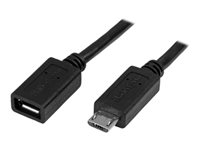 StarTech.com 0.5m 20in Micro-USB Extension Cable - M/F - Micro USB Male to Micro USB Female Cable (USBUBEXT50CM) - USB forlængerkabel - Micro-USB Type B (han) til Micro-USB Type B (hun) - USB 2.0 - 50 cm - sort USBUBEXT50CM