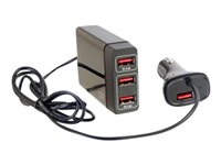 C2G Car Charger with Extension for Passengers - Bilstrømsadapter - 5.8 A - 4 output-stikforbindelser (USB) - sort 80919