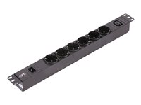 APC Easy Basic Rack PDU EPDU1010B-SCH - Strømfordelingsenhed (rackversion) - AC 200-240 V - 1-faset - input: IEC 60320 C14 10 A - output-stikforbindelser: 7 (IEC C14, 6 x CEE 7/4) - 1U - 19" - 2.5 m ledning EPDU1010B-SCH