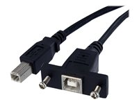StarTech.com 1 ft Panel Mount USB Cable B to B - F/M - USB cable - USB Type B (F) to USB Type B (M) - USB 2.0 - 1 ft - molded, thumbscrews - black - USBPNLBFBM1 - USB-kabel - USB Type B (hun) til USB Type B (han) - USB 2.0 - 30 cm - formet, tommelskruer - sort - for P/N: USB2HAB10, USB2HAB15, USB2HAB30AC, USB2HAB50AC, USB2HAB6, USB2HABM1, USB2HABM6RA USBPNLBFBM1