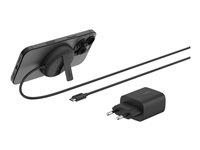 Belkin BoostCharge Pro - Trådløs opladningspude - magnetisk + AC-strømadapter - 15 Watt - Fast Charge - sort WIA011KQBK