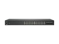 SonicWall Switch SWS14-24 - Switch - Administreret - 24 x 10/100/1000 + 4 x 10 Gigabit SFP+ - monterbar på stativ - med 3 års 24x7 support 02-SSC-8374