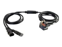 C2G Power Cord Splitter - Strøm-splitter - BS 1363 (han) til power IEC 60320 C13 - AC 250 V - 3 m - formet - sort - United Kingdom 80628