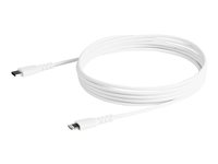 StarTech.com 6 ft(2m) Durable White USB-C to Lightning Cable, Heavy Duty Rugged Aramid Fiber USB Type A to Lightning Charger/Sync Power Cord, Apple MFi Certified iPad/iPhone 12 Pro Max - iPhone 7/8/11/11 Pro - Lightning-kabel - Lightning han til USB-C han - 2 m - hvid RUSBCLTMM2MW