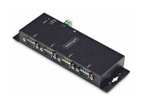 StarTech.com 4P Serial to Ethernet Adapter, IP LAN to RS232 DB9 Converter - Enhedsserver - 4 porte - 100Mb LAN, RS-232 - væg/DIN-skinnemonterbar - TAA-kompatibel - for P/N: AT925FM, GC9SF, SCNM9FF, SCNM9FM I43-SERIAL-ETHERNET