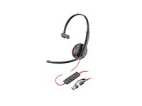 Poly Blackwire 3210 - Blackwire 3200 Series - headset - på øret - kablet - USB-C - sort - UC-certificeret, Certified for Skype for Business, Cisco Jabber Certified, Avaya Certified 8X214AA