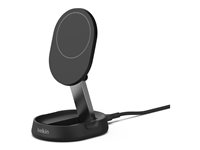 Belkin BoostCharge Pro - Trådløs opladningsstander - magnetisk, konverterbar, med Qi2 - 15 Watt - 3 A - Fast Charge - sort WIA008BTBK