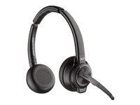 Poly Savi 8220 - Savi 8200 series - headset - på øret - DECT / Bluetooth - trådløs - USB-A via Bluetooth adapter - sort - UC-certificeret, Certified for Microsoft Teams 8D3F5AA#ABB