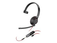 Poly Blackwire 5210 - Blackwire 5200 series - headset - på øret - kablet - 3,5 mm jackstik, USB-C - sort - Certified for Microsoft Teams, Certified for Skype for Business, Cisco Jabber Certified, Avaya Certified, Works With Chromebook Certified, Zoom Certified, UC-certificeret 8X230A6
