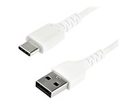 StarTech.com 1m USB A to USB C Charging Cable, Durable Fast Charge & Sync USB 2.0 to USB Type C Data Cord, Rugged TPE Jacket Aramid Fiber M/M 3A White, Samsung S10, S20, iPad Pro, Pixel - Heavy Duty and Rugged - USB-kabel - USB (han) lige til 24 pin USB-C (han) lige - Thunderbolt 3 / USB 2.0 - 1 m - hvid RUSB2AC1MW