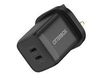 OtterBox - Strømforsyningsadapter - 65 Watt - 3 A - PD/PPS - 2 output-stikforbindelser (USB-C) - sort 78-81348