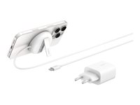 Belkin BoostCharge Pro - Trådløs opladningspude - magnetisk + AC-strømadapter - 15 Watt - Fast Charge - hvid WIA011KQWH