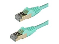 StarTech.com 2m CAT6A Ethernet Cable, 10 Gigabit Shielded Snagless RJ45 100W PoE Patch Cord, CAT 6A 10GbE STP Network Cable w/Strain Relief, Aqua, Fluke Tested/UL Certified Wiring/TIA - Category 6A - 26AWG (6ASPAT2MAQ) - Patchkabel - RJ-45 (han) til RJ-45 (han) - 2 m - STP - CAT 6a - formet, knastfri - akvamarin 6ASPAT2MAQ
