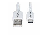 StarTech.com 2m (6.6ft) White USB-A to USB-C Charging Cable/Cord, M/M - USB-kabel - USB (han) til 24 pin USB-C (han) - USB 2.0 - 3 A - 2 m - opladning og synkronisering, halogenfri, passivt, USB Fast Charge (15W) - hvid USB2AC2MNCWHE