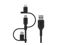 Belkin BoostCharge Universal - USB-kabel - USB han til Micro-USB Type B, Lightning, 24 pin USB-C han - 1 m CAC001BT1MBK