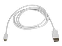 StarTech.com 6ft/1.8m USB C to DisplayPort 1.2 Cable 4K 60Hz, USB-C to DisplayPort Adapter Cable HBR2, USB Type-C DP Alt Mode to DP Monitor Video Cable, Works with Thunderbolt 3, White - USB-C Male to DP Male (CDP2DPMM6W) - DisplayPort kabel - 24 pin USB-C (han) til DisplayPort (han) - Displayport 1.2/Thunderbolt 3 - 1.8 m - 4K60 Hz (3840 x 2160) support - hvid CDP2DPMM6W