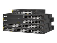 HPE Aruba 6000 48G Class4 PoE 4SFP 370W Switch - Switch - Administreret - 48 x 10/100/1000 (PoE+) + 4 x Gigabit SFP - side til side-luftstrøm - monterbar på stativ - PoE (370 W) R8N85A