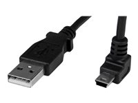 StarTech.com 1m Mini USB Cable Cord - A to Up Angle Mini B - Up Angled Mini USB Cable - 1x USB A (M), 1x USB Mini B (M) - Black (USBAMB1MU) - USB-kabel - USB (han) til mini-USB type B (han) - 1 m - 90° stikforbindelse - sort USBAMB1MU