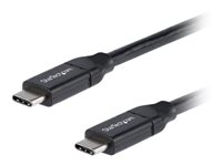StarTech.com USB C to USB C Cable - 1.5 ft / 0.5m - 5A PD - White - USB 2.0 - USB-IF Certified - USB Type C Cable - USB C Charging Cable (USB2C5C50CM) - USB-kabel - 24 pin USB-C (han) til 24 pin USB-C (han) - Thunderbolt 3 / USB 2.0 - 5 A - 50 cm - sort USB2C5C50CM