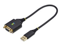 StarTech.com 1ft/30cm USB to Null Modem Serial Adapter Cable, FTDI, RS232 - USB / serielkabel - USB (han) til DB-9 (hun) kan skrues - 30 cm - robust, formet - sort 1P1FFCN-USB-SERIAL