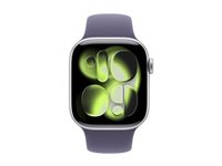 Apple Watch Series 11 (GPS + Cellular) - 42 mm - sølvaluminium - smart ur med sportsbånd - fluoroelastomer - lilla tåge - båndstørrelse: M/L - 64 GB - LTE, Wi-Fi 4, UWB, Bluetooth - 5G - 29.7 g MF8J4QN/A
