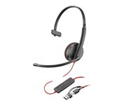 Poly Blackwire 3210 - Blackwire 3200 Series - headset - på øret - kablet - USB-C - sort - Certified for Skype for Business, Cisco Jabber Certified, Avaya Certified, UC-certificeret 8X2J8A6