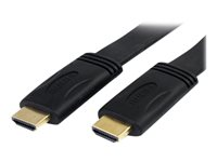 StarTech.com 5m Flat High Speed HDMI Cable with Ethernet Ultra HD 4kx2k - HDMI-kabel med Ethernet - HDMI han til HDMI han - 5 m - afskærmet - sort HDMM5MFL