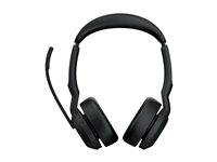 Jabra Evolve2 55 UC Stereo - Headset - på øret - Bluetooth - trådløs - aktiv støjfjerning - USB-C - sort - med opladningsstander - Zoom Certified, Cisco Webex Certified, Optimized for Microsoft Teams, Alcatel-Lucent Certified, Avaya Certified, Unify Certified, MFi Certified, Amazon Chime Certified 25599-989-889