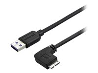 StarTech.com 2m 6 ft Slim Micro USB 3.0 Cable M/M - Right-Angle Micro-USB - USB 3.0 A to Micro B - Angled Micro USB - USB 3.1 Gen 1 5Gbps (USB3AU2MRS) - USB-kabel - Micro-USB Type B (han) til USB Type A (han) - USB 3.0 - 2 m - højrevinklet stikforbindelse - sort USB3AU2MRS