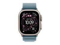Apple Watch Ultra 3 - 49 mm - naturlig titanium - Ja smart ur med Alpine Loop - tekstil - lyseblå - båndstørrelse: L - 64 GB - LTE, NFC, Wi-Fi 4, UWB, Bluetooth - 5G - 61.6 g MEWP4DH/A