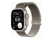 Apple Watch Ultra 3 - 49 mm - naturlig titanium - Ja smart ur med milanesisk løkke - båndstørrelse: S - 64 GB - LTE, NFC, Wi-Fi 4, UWB, Bluetooth - 5G - 61.6 g MEWW4DH/A