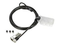Kensington Universal 3-in-1 Combination Laptop Lock - Resettable - Sikkerhedskabelslås - 1.8 m K62316WW