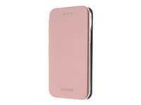 Insmat Exclusive Folio Case - Flipomslag til mobiltelefon - polyurethan, termoplastisk polyuretan (TPU), pap+papir - rosa pink - for Apple iPhone 14 650-3103