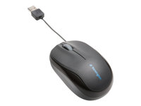 Kensington Pro Fit Retractable Mobile - Mus - optisk - 3 knapper - kablet - USB - sort K72339EU