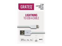 GRATEQ - Lightning-kabel - USB han til Lightning han - 2.25 m - MFI Certified - hvid 85005