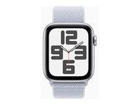 Apple Watch SE (GPS + Cellular) - 2. generation - 44 mm - sølvaluminium - smart ur med sportsløkke - blød dobbeltlagsnylon - blå sky - håndledsstørrelse: 130-200 mm - 32 GB - LTE, Wi-Fi 4, Bluetooth - 4G - 33 g MXGR3QN/A