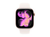 Apple Watch Series 11 (GPS) - 46 mm - roseguldaluminium - smart ur med sportsbånd - fluoroelastomer - lyserød - båndstørrelse: M/L - 64 GB - Wi-Fi 4, UWB, Bluetooth - 37.8 g MEV74QN/A