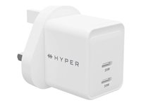 HyperJuice - Strømforsyningsadapter - GaN - 35 Watt - QC 3.0, Power Delivery 3.0 + PPS - 2 output-stikforbindelser (USB-C) - hvid - United Kingdom HJG35UK