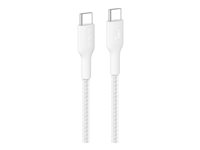 Belkin BoostCharge Pro - USB-kabel - 24 pin USB-C (han) til 24 pin USB-C (han) - 1 m - flettet kabel, USB Power Delivery (240 W) - hvid CAB025HQ1MWH
