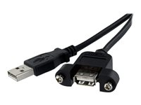 StarTech.com 2 ft Panel Mount USB Cable A to A F/M - Panel Mount USB Extension USB A-Female to A-Male Adapter Cable 2ft - USB-A (F) Port (USBPNLAFAM2) - USB forlængerkabel - USB (hun) til USB (han) - 60 cm - formet, tommelskruer - sort - for P/N: UUSBOTG USBPNLAFAM2