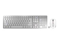 CHERRY DW 9100 SLIM - Sæt med mus og tastatur - trådløs - 2.4 GHz, Bluetooth 4.0 - USA med Euro-symbol - hvid, sølv JD-9100EU-1