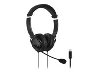 Kensington Hi-Fi USB-C Headphones with Mic - Headset - på øret - kablet - USB-C - sort K97457WW