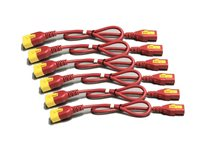 APC - Strømkabel - power IEC 60320 C13 låsende til IEC 60320 C14 låsende - 60 cm - rød (pakke med 6) - for P/N: SCL500RMI1UC, SCL500RMI1UNC, SMT3000I-AR, SMT3000R2I-AR, SMTL750RMI2UC, SRT1500RMXLI AP8702S-WWX340