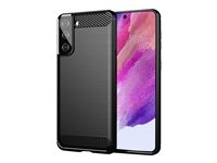 Insmat Carbon And Steel Style - Bagsidecover til mobiltelefon - termoplastisk polyuretan (TPU) - karbonfiber, børstet stål - for Samsung Galaxy S21 FE 5G 650-1941